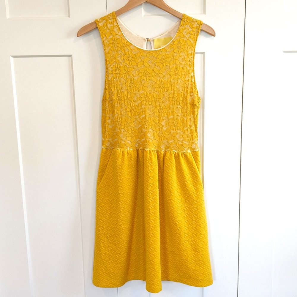 Maeve by Antropologie yellow lace dress